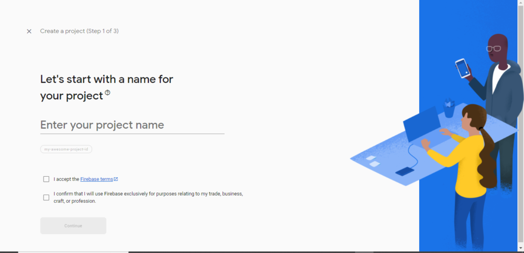 give a name to your firebase project